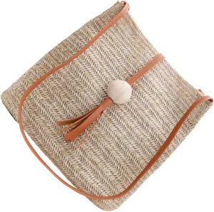 1Pc Summer Straw Bucket Bag for Women Portable Woven Tote Handbag Brown Stylish and Functional for Beach Travel Shopping Present for