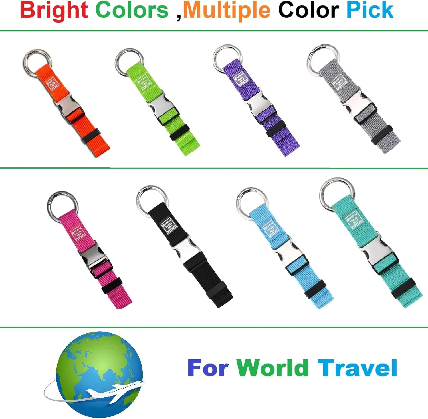 2PCS Heavy Duty Add a Bag Luggage Straps Jacket Gripper,Carry-on Luggage Belt Baggage Suitcase Straps Belts Travel Accessories (Black 2Pack)