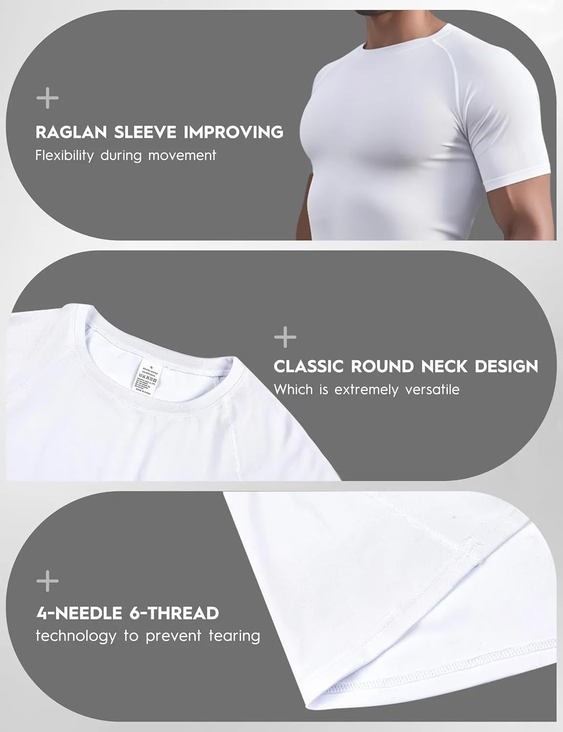 7 Pack Men's Compression Shirts Short Sleeve Slimming Workout Shirt for Gym Cool-Dry Athletic Undershirts