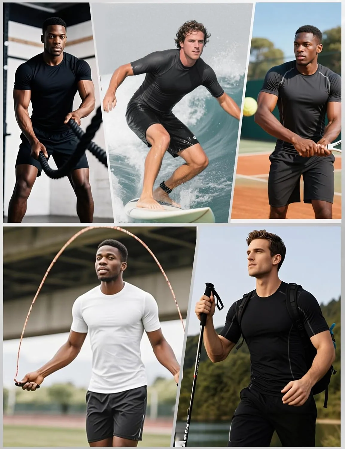 7 Pack Men's Compression Shirts Short Sleeve Slimming Workout Shirt for Gym Cool-Dry Athletic Undershirts