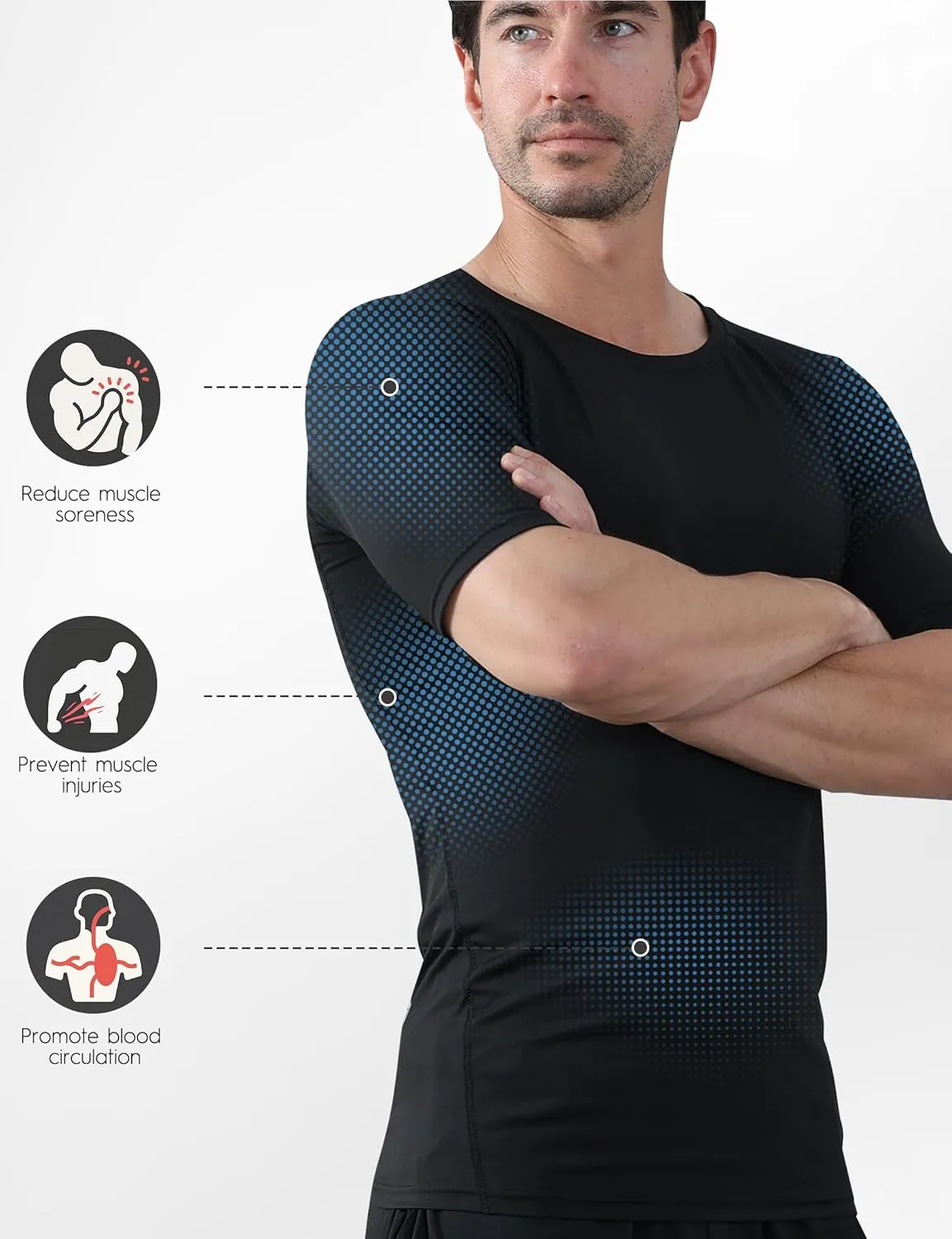 7 Pack Men's Compression Shirts Short Sleeve Slimming Workout Shirt for Gym Cool-Dry Athletic Undershirts