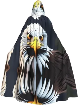 Adult Hooded Cloak Unisex Masquerade Cloak Halloween Witch Cloak Christmas Party Robe Cape, Sharp Eagle Eyes Patterns, Black
