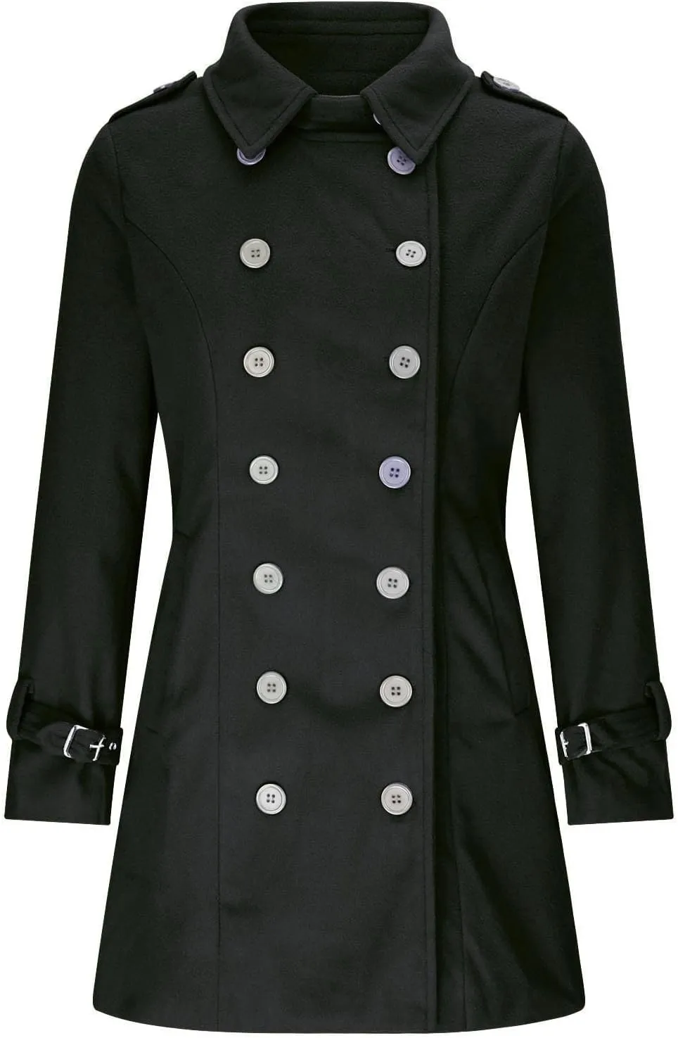 Akivide Women's Winter Warm Thicken Double Breasted Wool Blend Trench Peacoat 2024 Trendy Lapel Outerwear Coat with Pockets