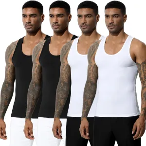 Arjen Kroos Men's Workout Tank Top 4 Pack Muscle Sleeveless Gym Shirts Activewear Slimming Vest Undershirts