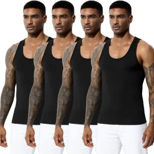 Arjen Kroos Men's Workout Tank Top 4 Pack Muscle Sleeveless Gym Shirts Activewear Slimming Vest Undershirts
