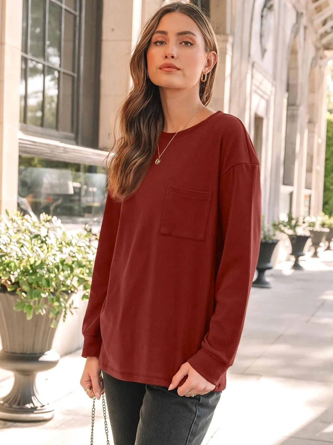 AUTOMET Womens Long Sleeve Tops Loose Fit Fall Cute Thick T Shirts Winter Cruise Outfits Trendy Clothes