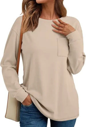 AUTOMET Womens Long Sleeve Tops Loose Fit Fall Cute Thick T Shirts Winter Cruise Outfits Trendy Clothes
