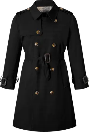 Betusline Boys Trench Coat Double Breasted Lightweight Classic Belted Outwear Jacket Dress Coats