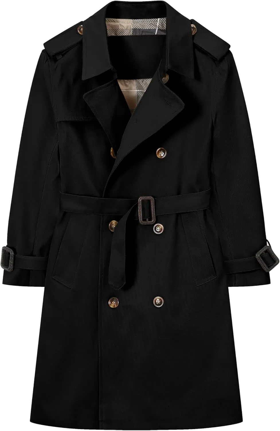 Betusline Boys Trench Coat Double Breasted Lightweight Classic Belted Outwear Jacket Dress Coats