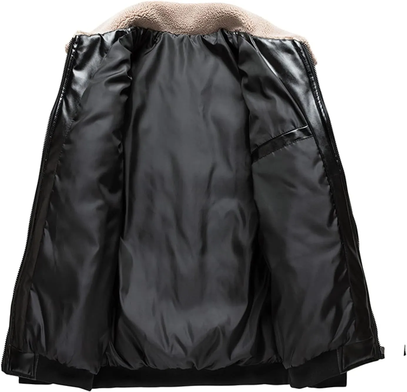 Black Leather Coat Men Padded Coat Casual Cotton Leather Men's Autumn Turn-down And Collar Handsome Winter