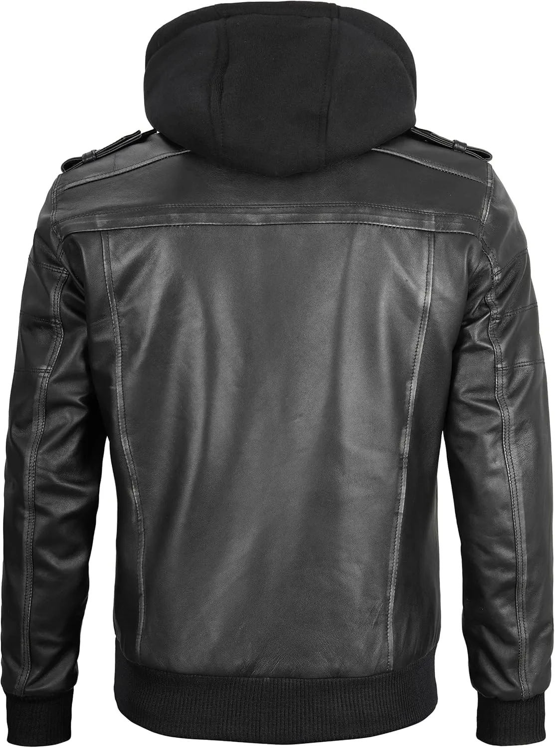Blingsoul Leather Bomber Jackets For Men - Real Lambskin Mens Leather Jacket With Hood