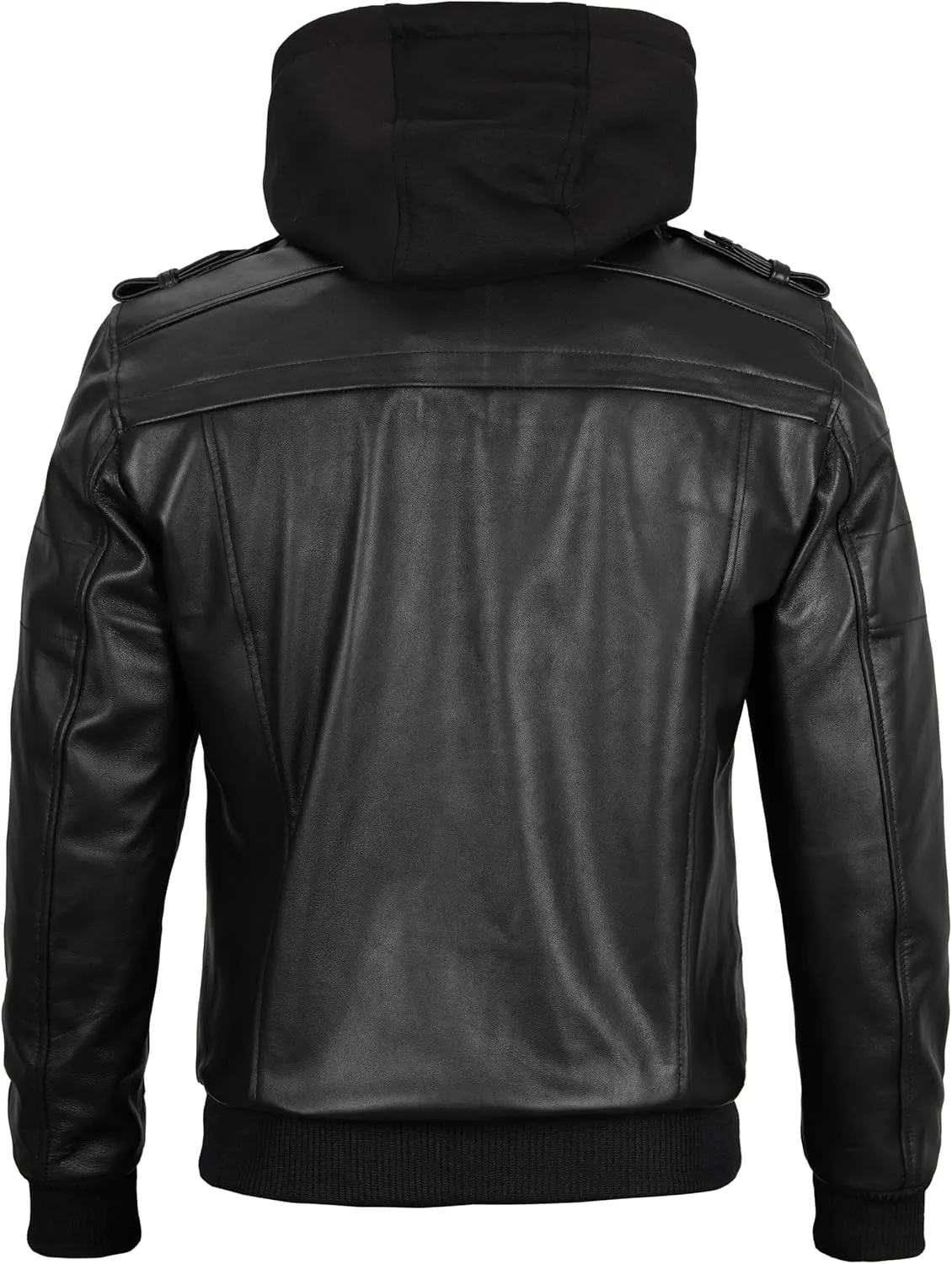 Blingsoul Leather Bomber Jackets For Men - Real Lambskin Mens Leather Jacket With Hood