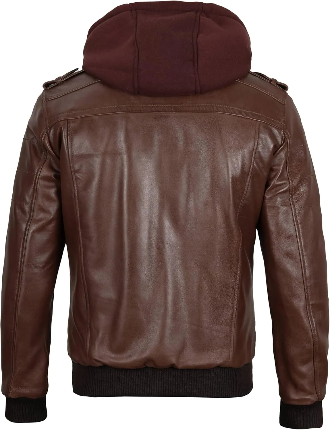 Blingsoul Leather Bomber Jackets For Men - Real Lambskin Mens Leather Jacket With Hood