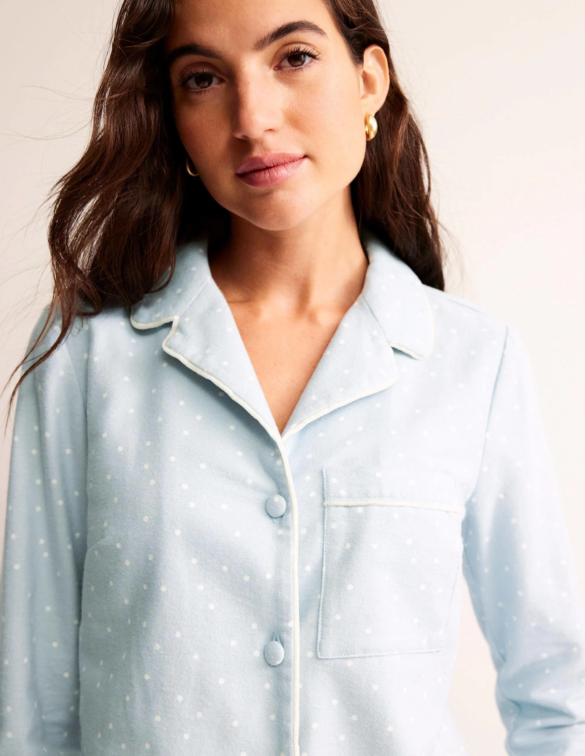 Brushed Cotton Pyjama Shirt-Surf, Spaced Dotty