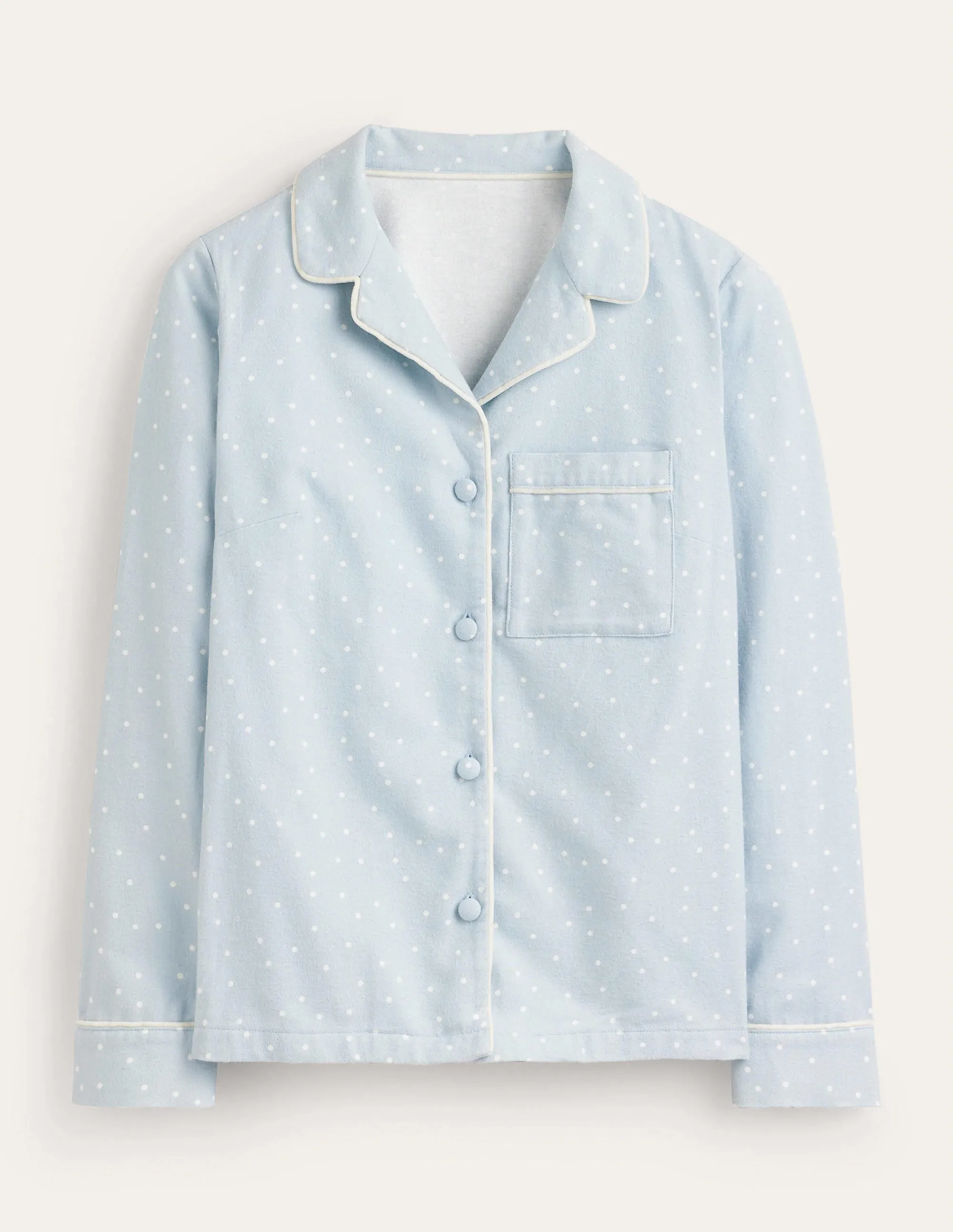 Brushed Cotton Pyjama Shirt-Surf, Spaced Dotty