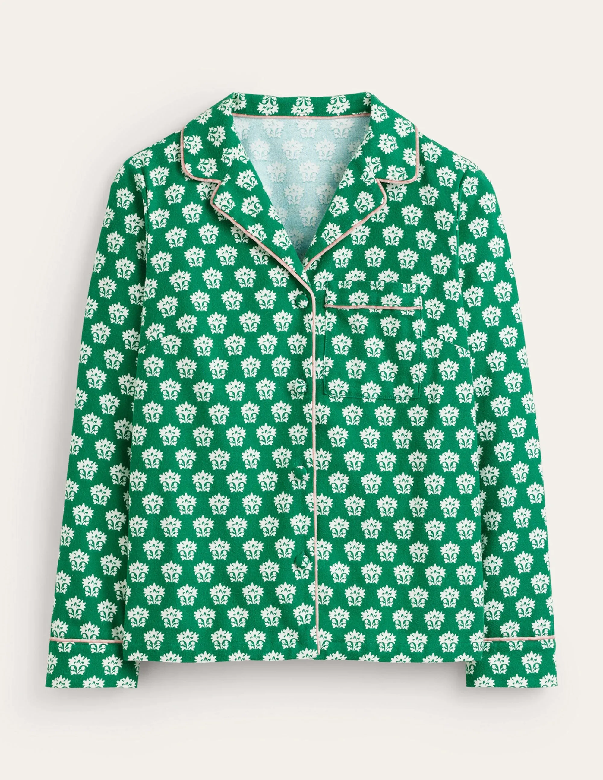 Brushed Cotton Pyjama Shirt-Veridian Green, Lily