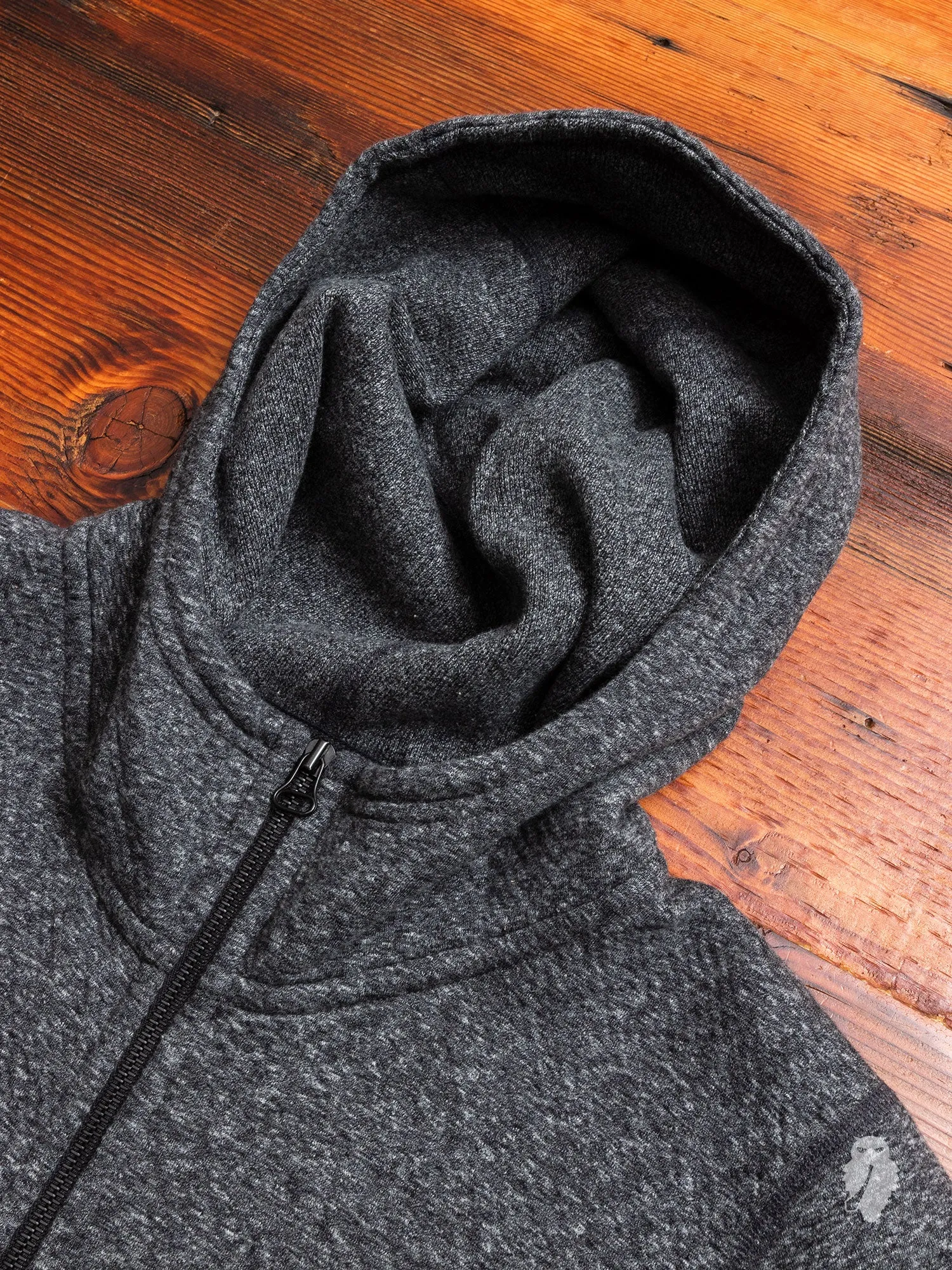 Cabin Fleece Zip Hoodie in Melange Black