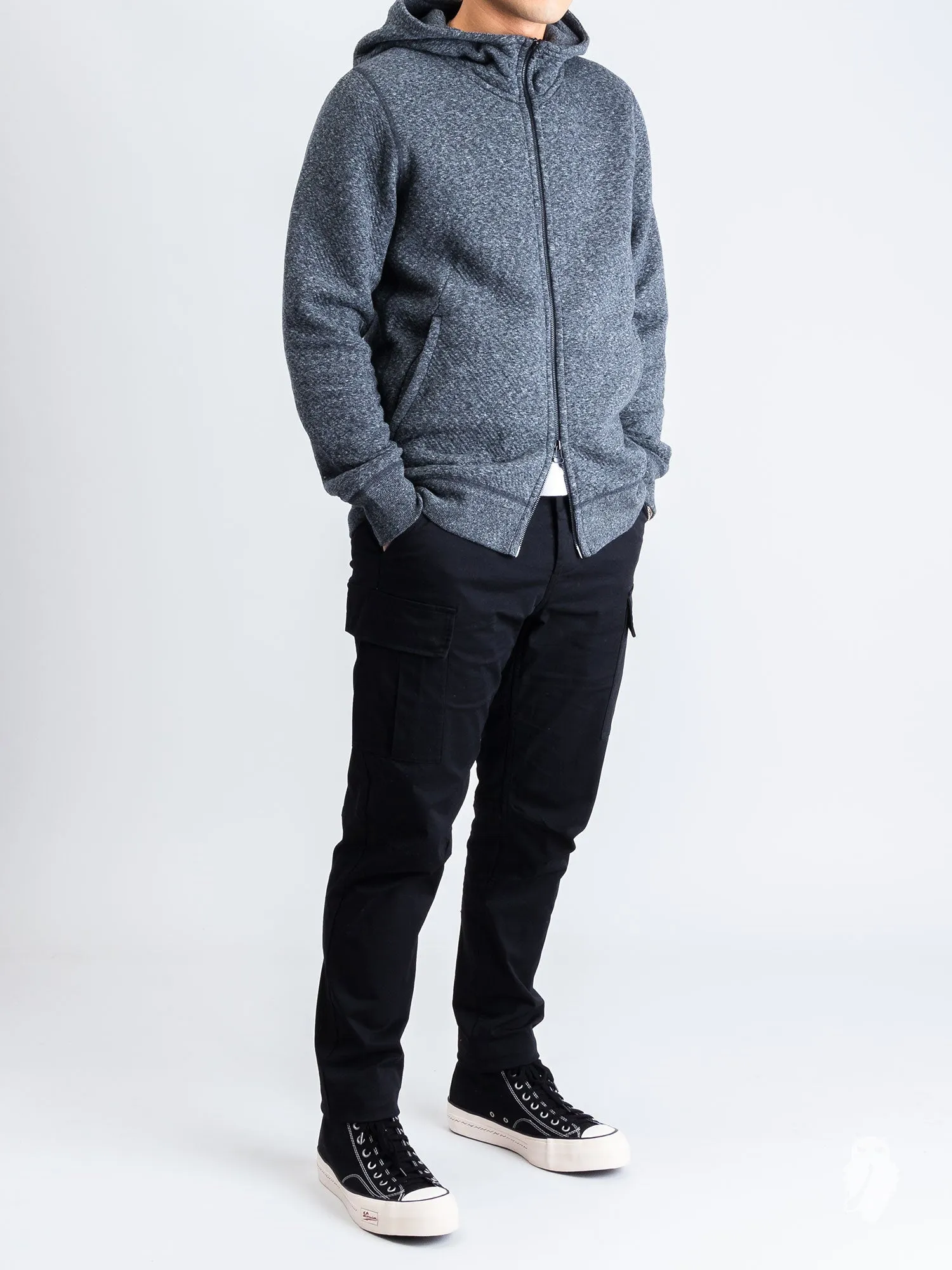 Cabin Fleece Zip Hoodie in Melange Black