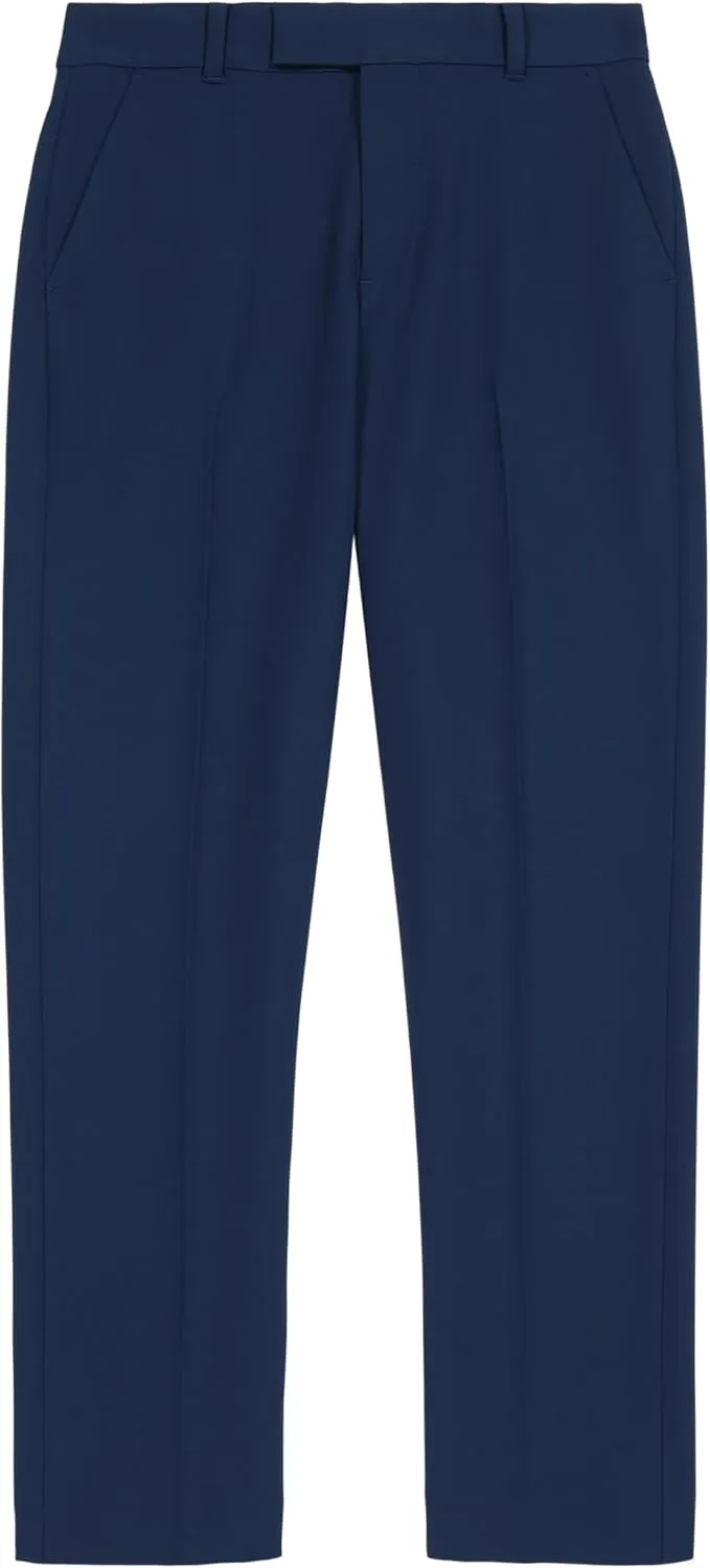 Calvin Klein Boys' Flat Suit Dress Pant, Straight Leg Fit & Hemmed Bottom, Belt Loops & Functional Front Pockets