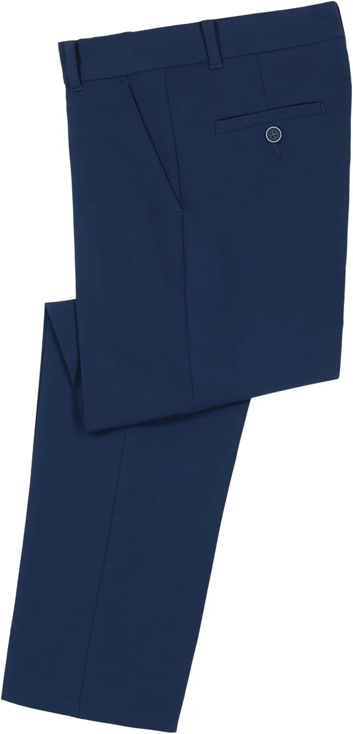 Calvin Klein Boys' Flat Suit Dress Pant, Straight Leg Fit & Hemmed Bottom, Belt Loops & Functional Front Pockets