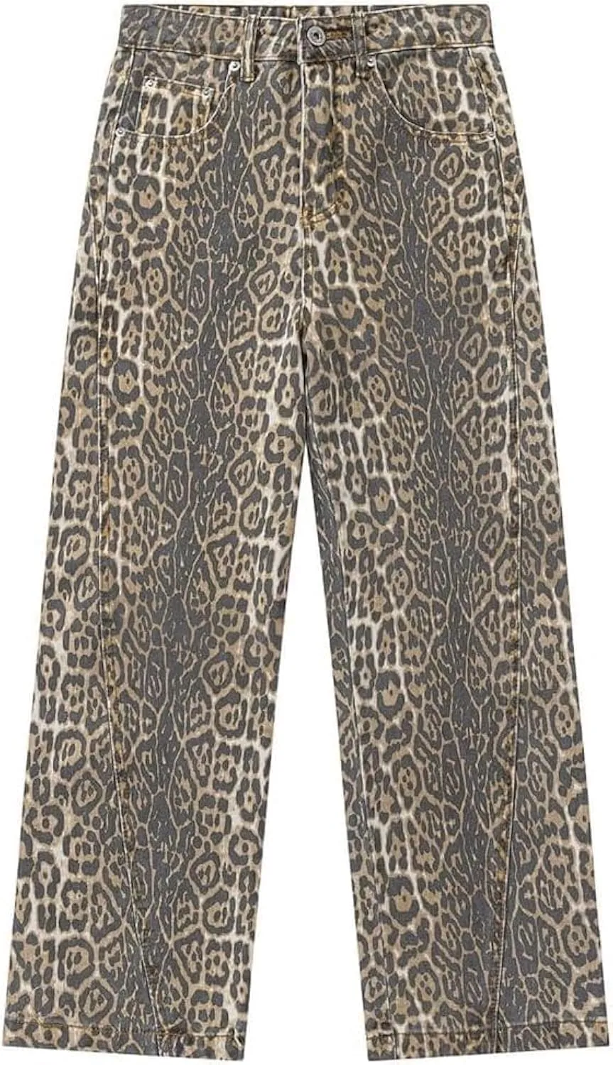 Cheetah Jeans Leopard Print Vintage Baggy Wide Leg High Waisted Oversized Cheetah Print