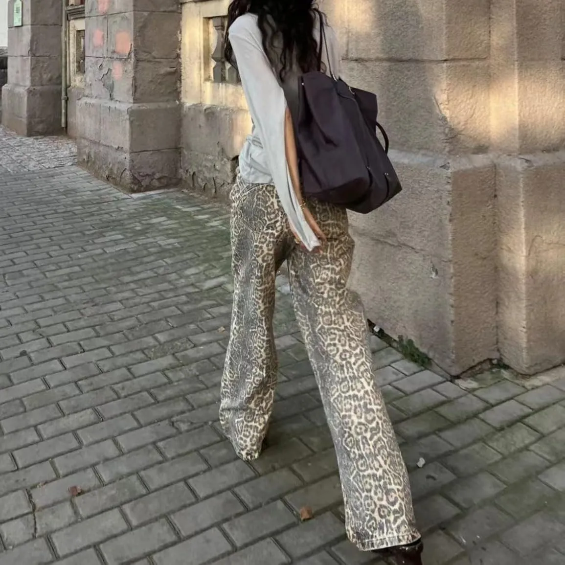Cheetah Jeans Leopard Print Vintage Baggy Wide Leg High Waisted Oversized Cheetah Print