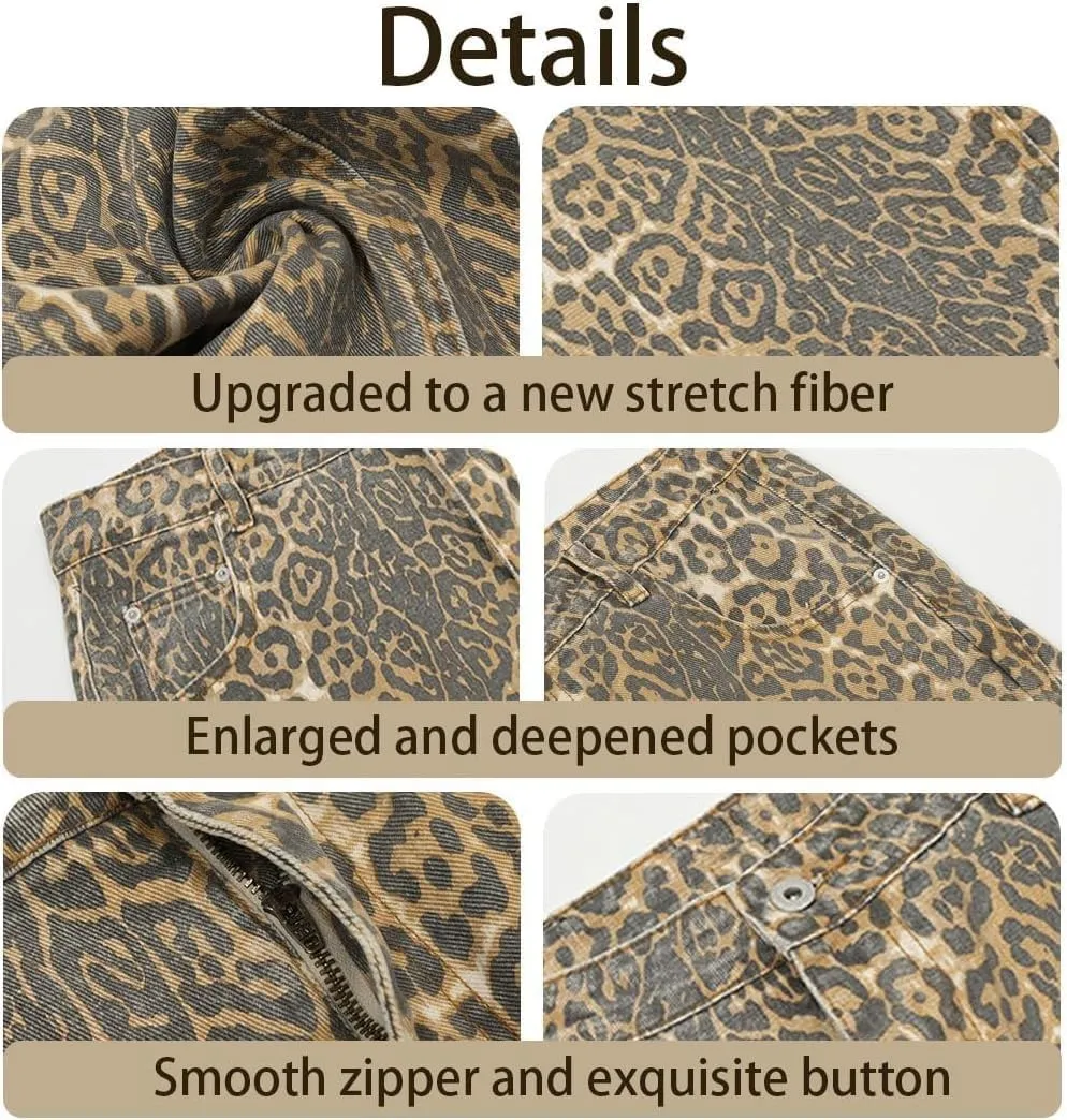 Cheetah Jeans Leopard Print Vintage Baggy Wide Leg High Waisted Oversized Cheetah Print