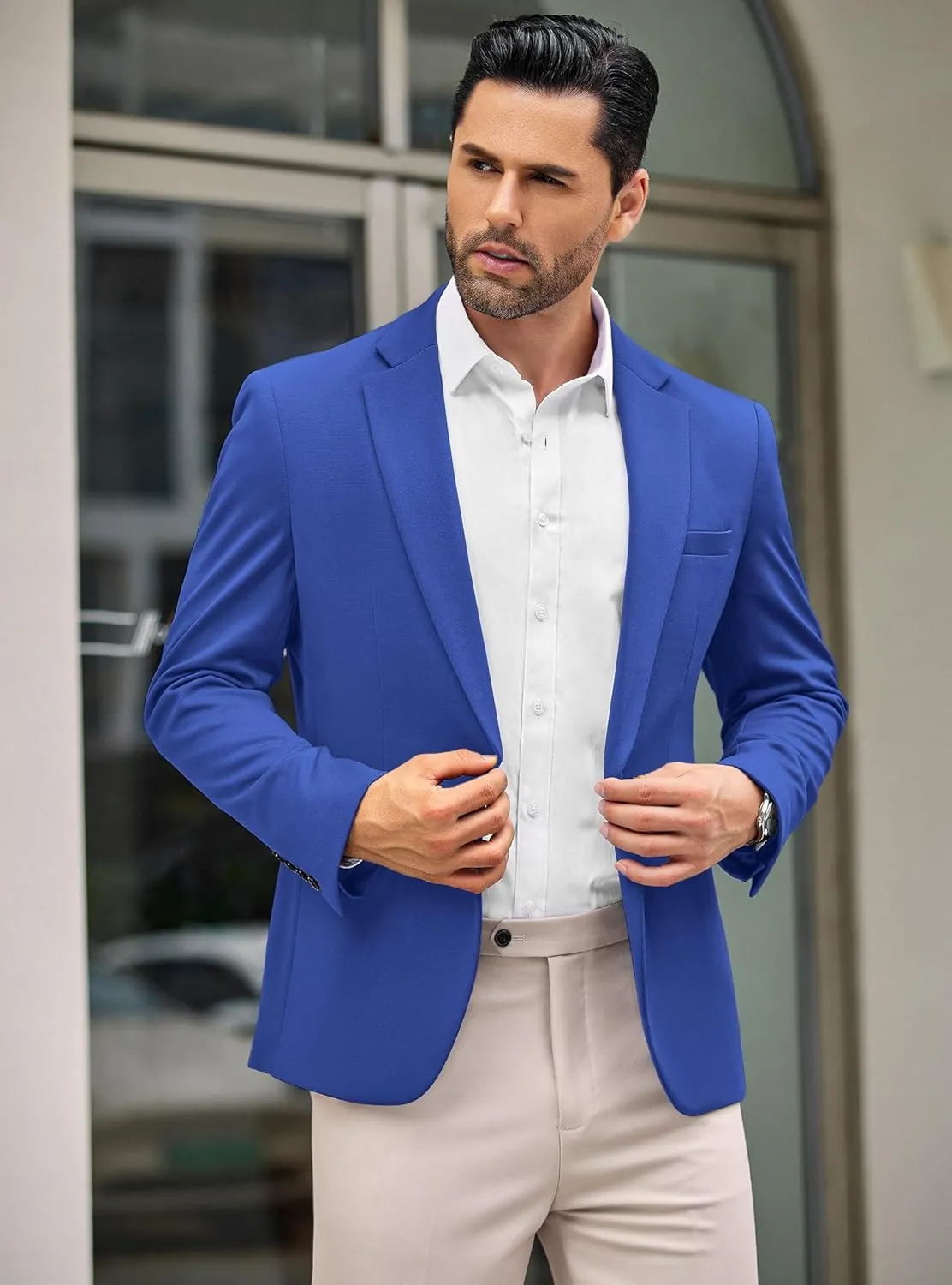 COOFANDY Men's Casual Blazer Jacket One Button Suit Jackets Lightweight Knit Sport Coat