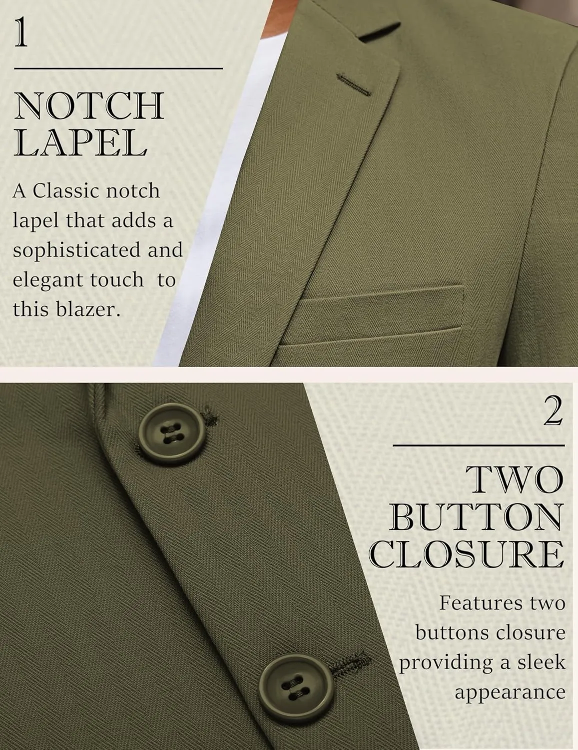 COOFANDY Men's Casual Blazer Slim Fit Herringbone Sport Coats Two Buttons Heavyweight Cotton Suit Jacket