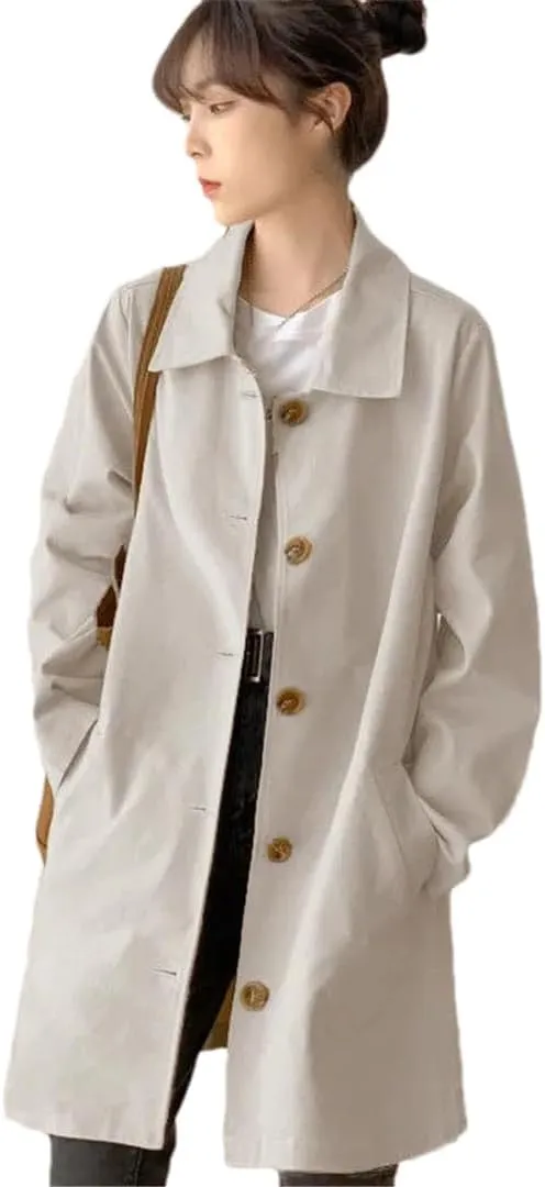DBFBDTU Women Trench Coat Loose Windbreaker Coat Mid-Length Cardigan Outerwear