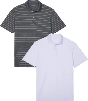 DEVOPS Men's Regular-Fit Quick-Dry Performance Golf Polo Shirts (Pack of 2)
