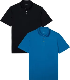 DEVOPS Men's Regular-Fit Quick-Dry Performance Golf Polo Shirts (Pack of 2)