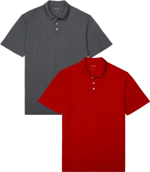 DEVOPS Men's Regular-Fit Quick-Dry Performance Golf Polo Shirts (Pack of 2)