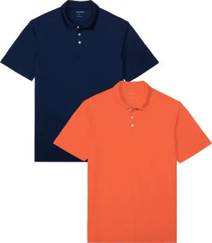 DEVOPS Men's Regular-Fit Quick-Dry Performance Golf Polo Shirts (Pack of 2)