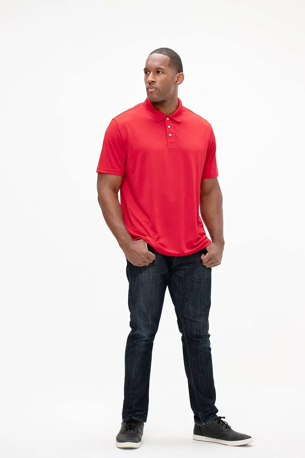DEVOPS Men's Regular-Fit Quick-Dry Performance Golf Polo Shirts (Pack of 2)