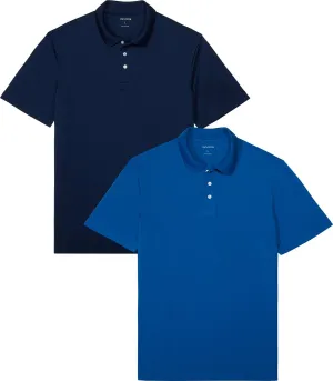DEVOPS Men's Regular-Fit Quick-Dry Performance Golf Polo Shirts (Pack of 2)