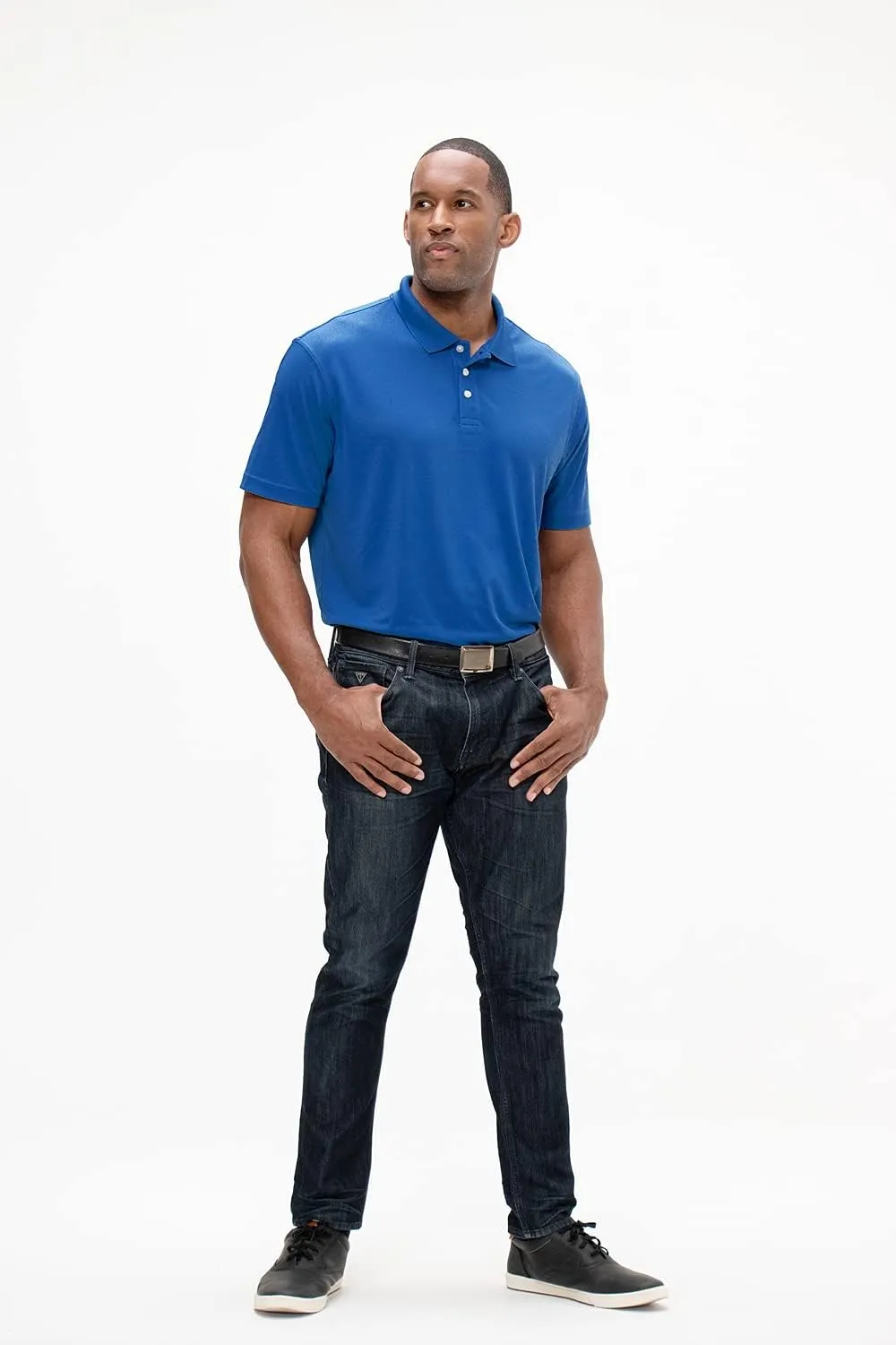 DEVOPS Men's Regular-Fit Quick-Dry Performance Golf Polo Shirts (Pack of 2)
