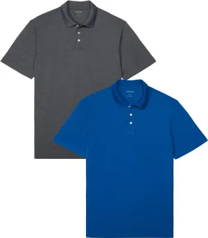 DEVOPS Men's Regular-Fit Quick-Dry Performance Golf Polo Shirts (Pack of 2)