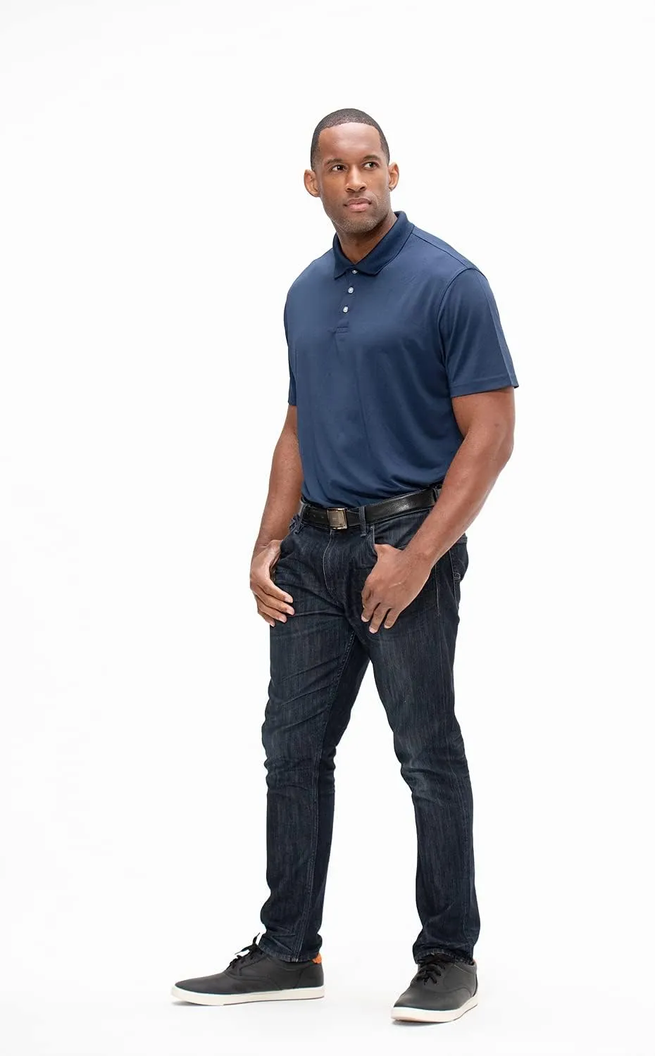 DEVOPS Men's Regular-Fit Quick-Dry Performance Golf Polo Shirts (Pack of 2)
