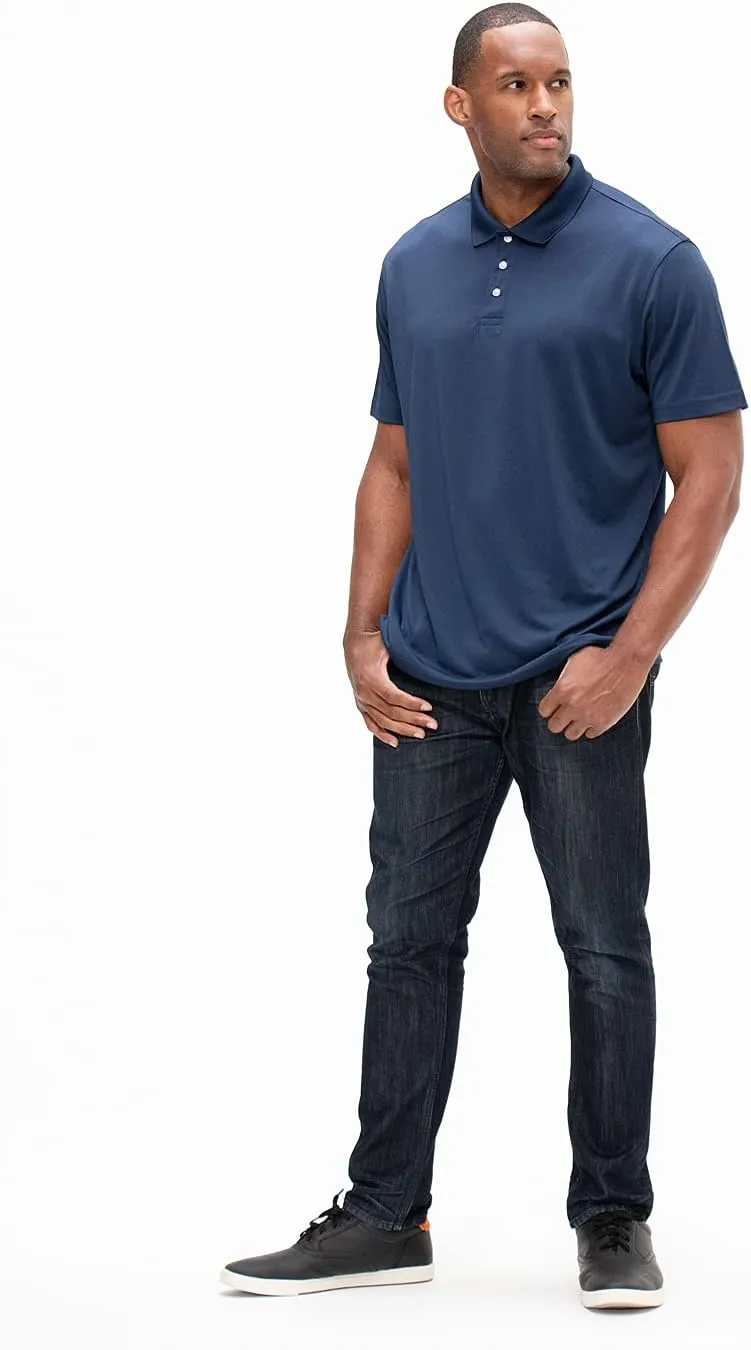 DEVOPS Men's Regular-Fit Quick-Dry Performance Golf Polo Shirts (Pack of 2)