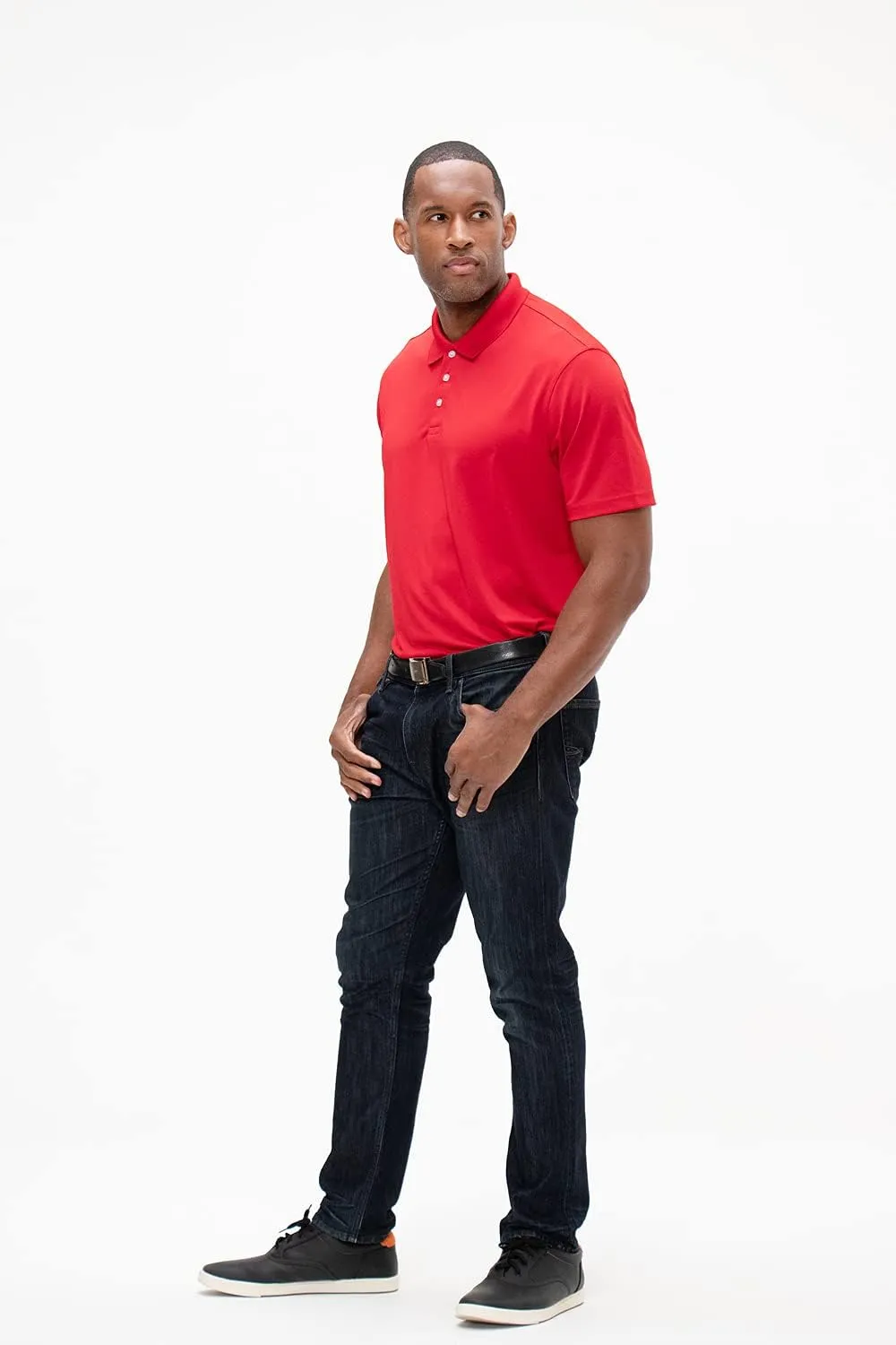 DEVOPS Men's Regular-Fit Quick-Dry Performance Golf Polo Shirts (Pack of 2)