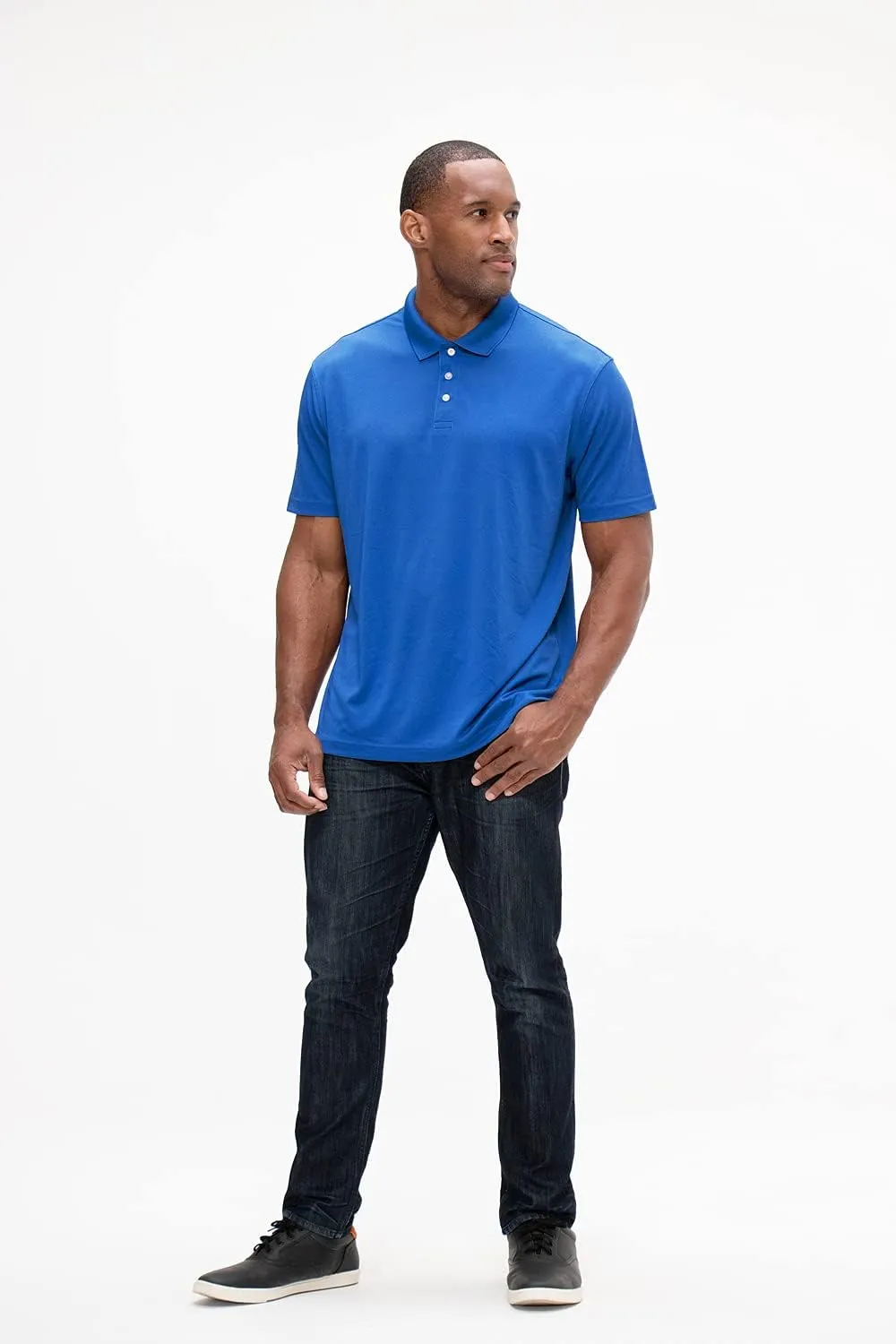 DEVOPS Men's Regular-Fit Quick-Dry Performance Golf Polo Shirts (Pack of 2)