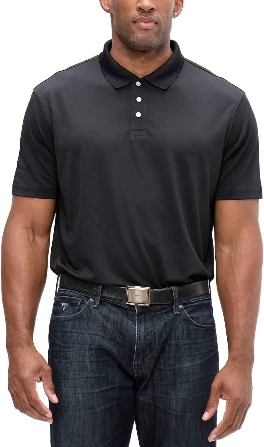 DEVOPS Men's Regular-Fit Quick-Dry Performance Golf Polo Shirts (Pack of 2)