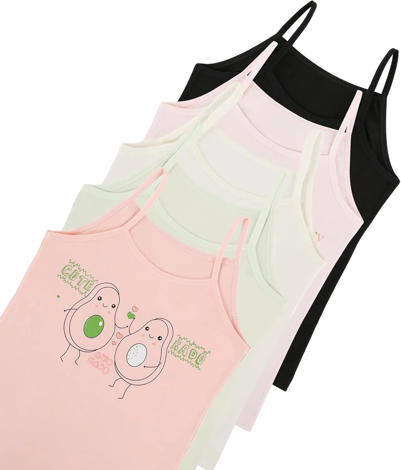 Donella Girls Camisole Undershirts Prints - Toddler Girls Cotton Cami 5 Pack