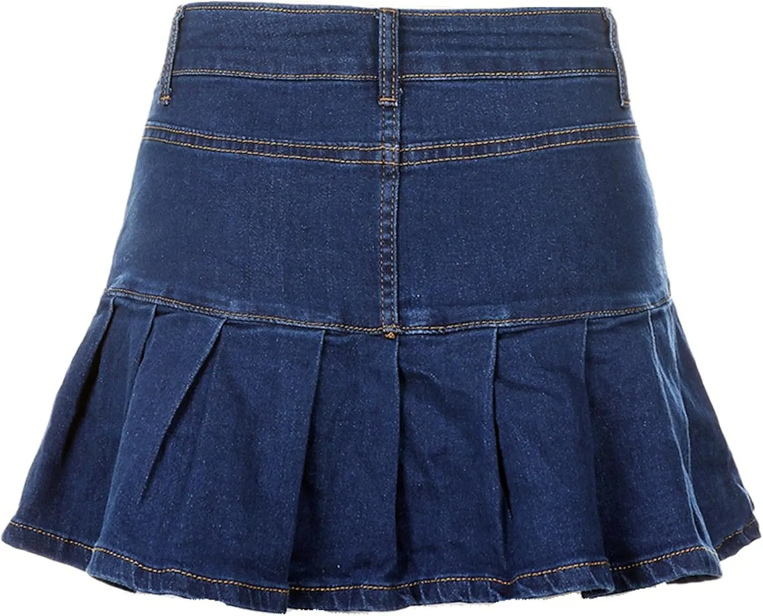 Dqbeng Women's A Line Denim Ruffle Skirt Y2K Pleated Mini Jean Skirts with Pockets