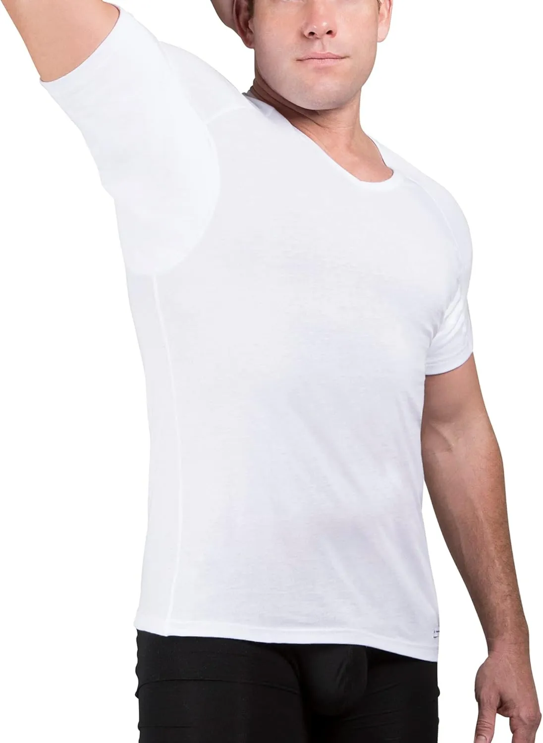 Ejis Sweatproof Undershirt for Men | V-Neck Cotton | Classic Fit T Shirt with Sweat Pads | Odor Resistant | Blocks Sweat