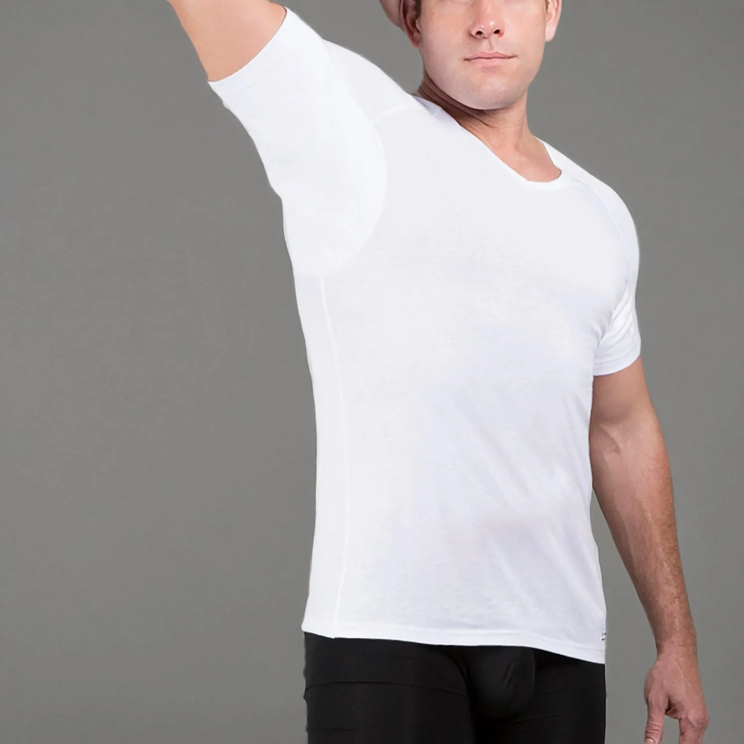 Ejis Sweatproof Undershirt for Men | V-Neck Cotton | Classic Fit T Shirt with Sweat Pads | Odor Resistant | Blocks Sweat