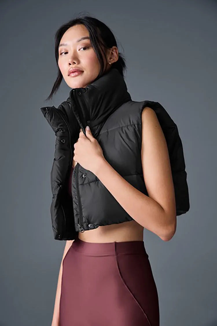EXTREME CROPPED GOLD RUSH PUFFER VEST