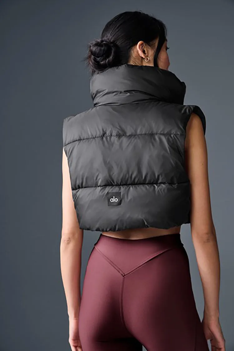 EXTREME CROPPED GOLD RUSH PUFFER VEST