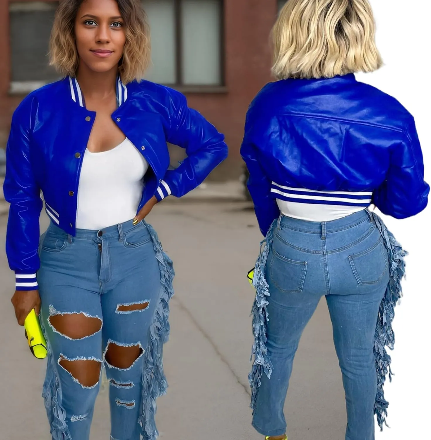 Faux Leather Jacket Women Varsity Jacket Cropped Motorcycle Moto Bomber Baseball Jackets Y2K Streetwear